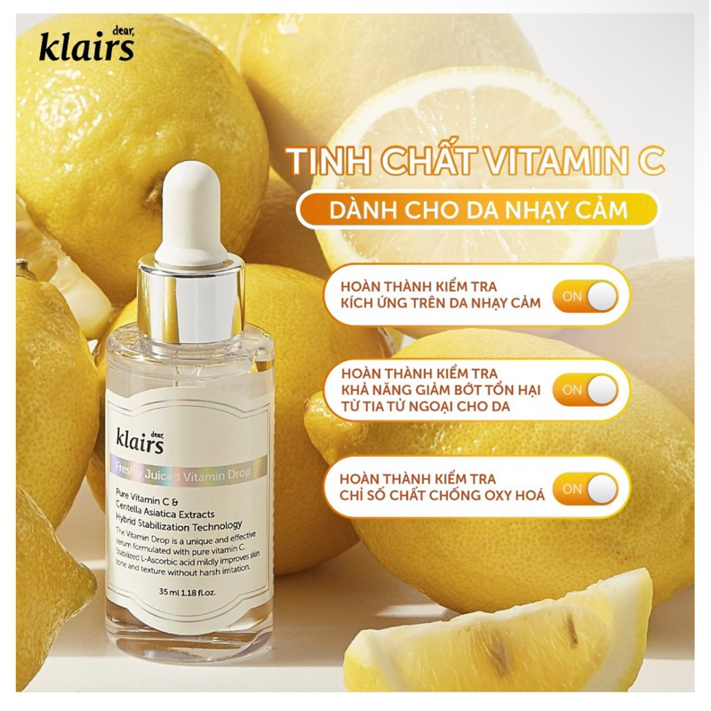 KLAIRS Tinh chất vitamin C dưỡng sáng mờ thâm Freshly Juiced 35ml