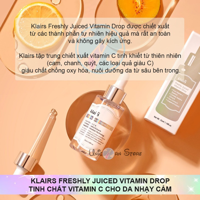 KLAIRS Tinh chất vitamin C dưỡng sáng mờ thâm Freshly Juiced 35ml
