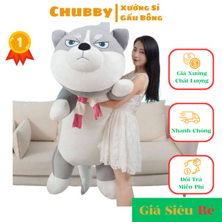 Chó husky khổng lồ ☘️free ship☘️ gấu bông chó husky dễ thương cao cấp gấu bông chó alaska mềm mịn co giãn 4 chiều