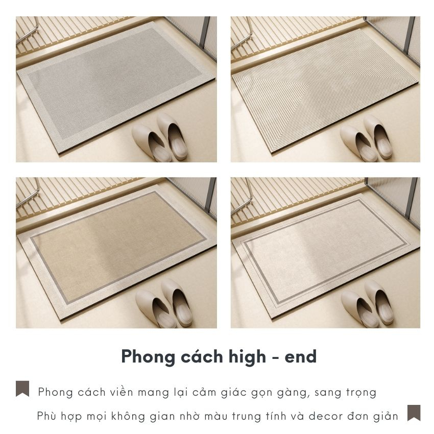 Thảm đá siêu thấm nước phong cách sang trọng, thảm silicon thấm nước chống trơn để cửa phòng tắm