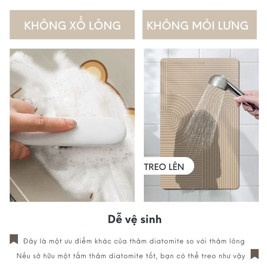 Thảm đá siêu thấm nước phong cách sang trọng, thảm silicon thấm nước chống trơn để cửa phòng tắm