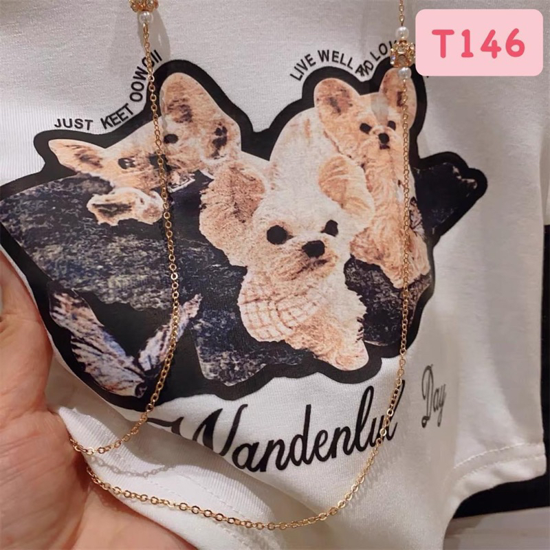 T146 Set cho bé gái - Bộ croptop năng động hình cún đáng yêu cho bé gái