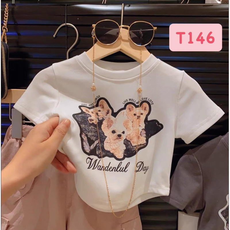 T146 Set cho bé gái - Bộ croptop năng động hình cún đáng yêu cho bé gái