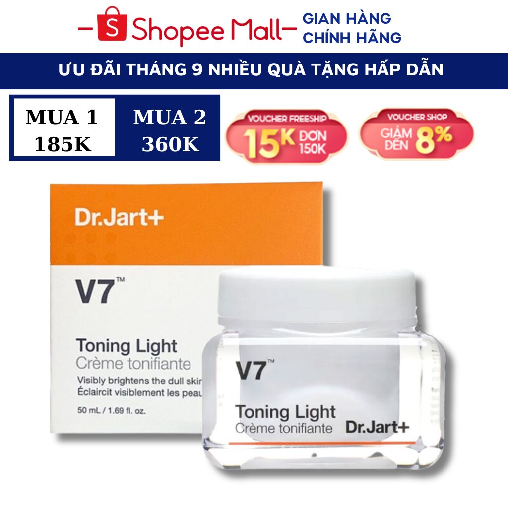 Kem Dưỡng Trắng Tái Tạo Da V7 Toning Light Dr.Jart+ Hàn Quốc Chính Hãng trắng da bật tone tức thì 50ml-15ml