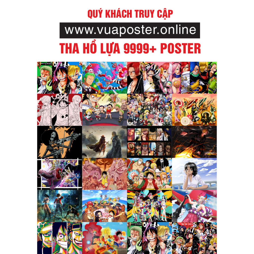 Poster Onepiece, kho 9999 áp phích đảo hải tặc anime, luffy, zoro, ace chống nước, chống phai, siêu xịn