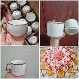 Cốc sứ ly sứ chén sứ viền vàng decor mâm thôi nôi