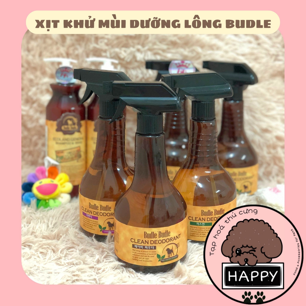 Nước hoa xịt dưỡng lông kháng khuẩn và khử mùi Budle'Budle 530ml cho chó mèo - Tạp Hóa Thú Cưng Happy