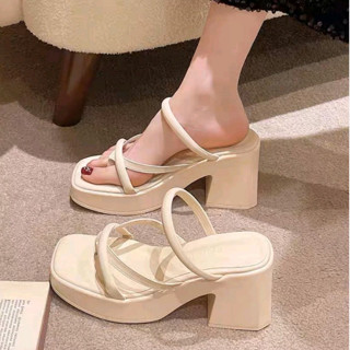 Dép Nữ Đế Xuồng Pu 9cm NT Store Quai Ngang Phối Kẹp Hiện Đại - Mã 110_L1A.