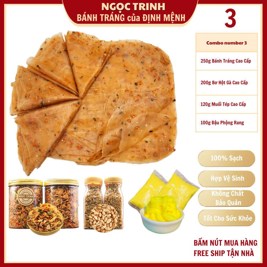 (Combo 2 Xâu) Bánh tráng sa tế tắc đặc biệt cực ngon bánh tráng Ngọc Trinh