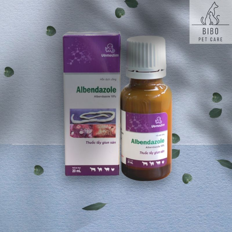 Albendazole 20ml dung dịch uống cho chó mèo, thú cưng khoẻ mạnh tiêu hoá chai 20ml - Bibopetcare