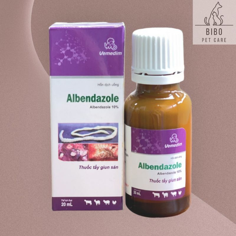 Albendazole 20ml dung dịch uống cho chó mèo, thú cưng khoẻ mạnh tiêu hoá chai 20ml - Bibopetcare