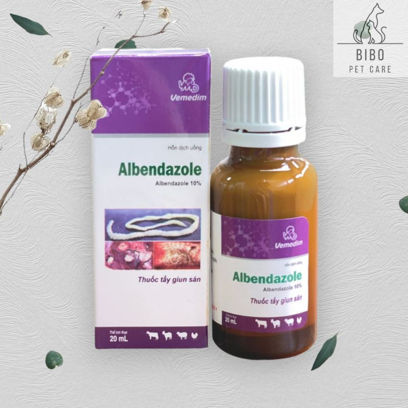 Albendazole 20ml dung dịch uống cho chó mèo, thú cưng khoẻ mạnh tiêu hoá chai 20ml - Bibopetcare