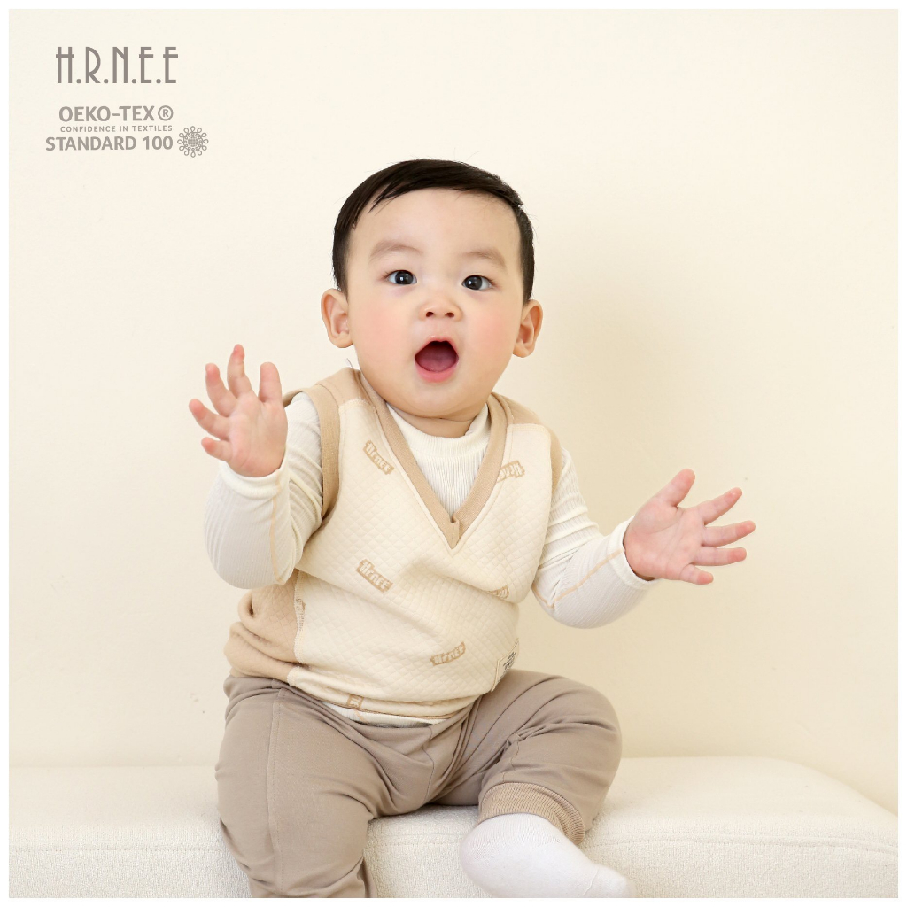 HRNEE Áo Gile Cài Thẳng Trần Bông Cho Bé 6m-3y