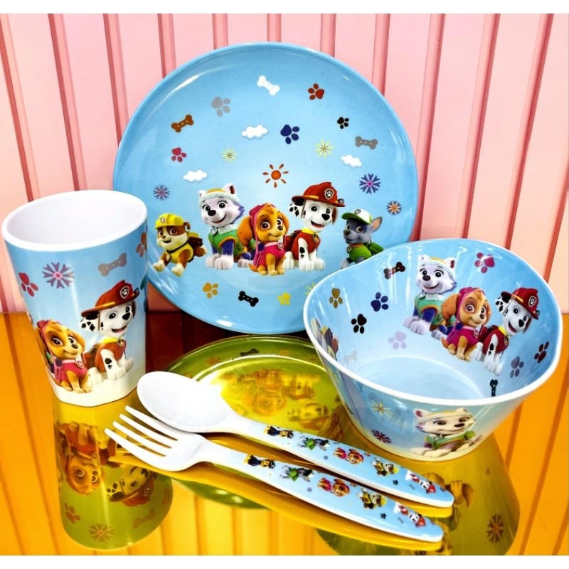 Bộ Bát Cốc Trẻ Em 5 Chi Tiết Melamine Hình Chó Cứu Hộ BBKids Cho Bé Ăn Dặm