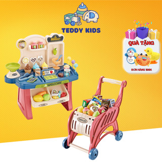 Đồ chơi xe đẩy kèm hoa quả, xe đẩy siêu thị dành cho bé