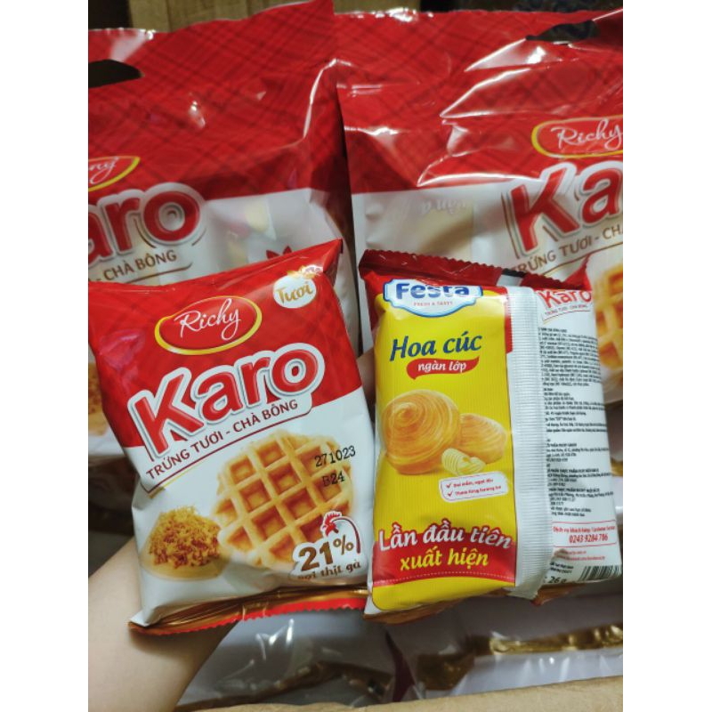 Bánh Karo Richy trứng tươi Chà Bông bịch 6 cái 156g