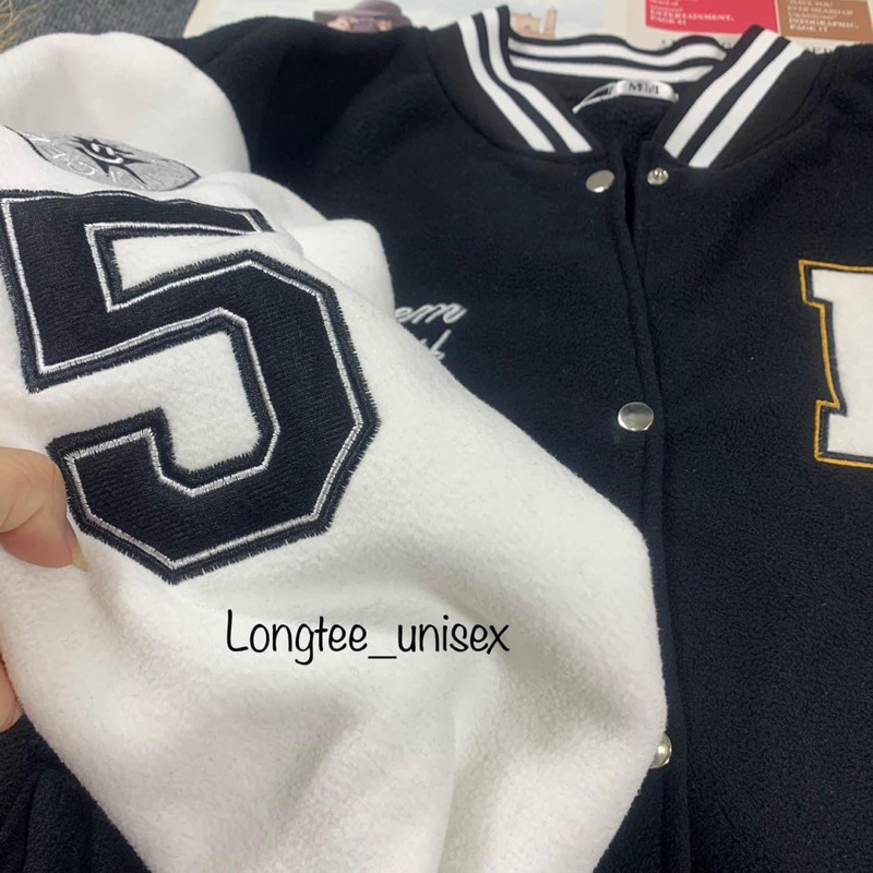 Áo khoác bomber M chữ thêu _ freesize chất nỉ bông, nam nữ mặc cặp dể thương