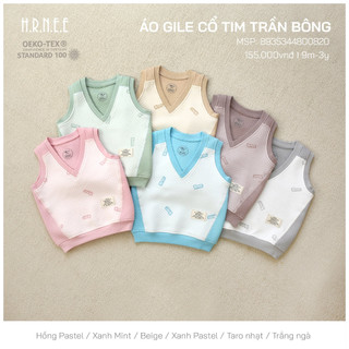 HRNEE Áo gile trần bông cổ tim cho bé dưới 3 tuổi