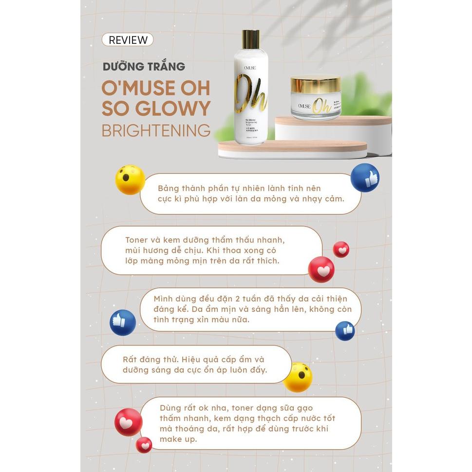 Toner cấp ẩm dưỡng trắng da OMUSE Oh So Glowy Brightening 150ml - Vamima