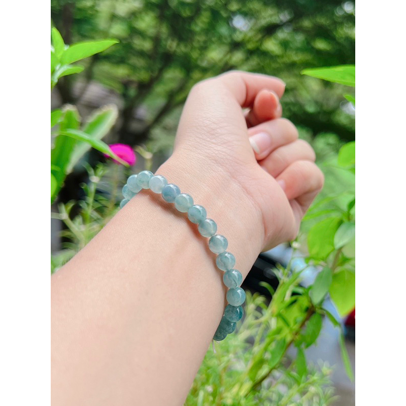 Vòng tay Lam băng tím hạt 6.7 li, nhẫn lam băng tím ni 16.7