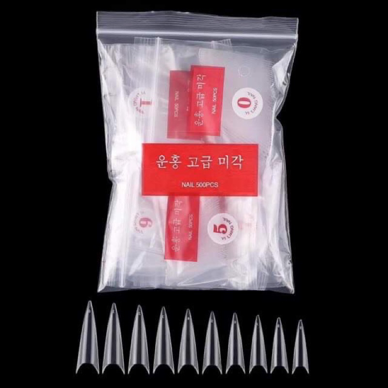 Móng nối form nhọn dài túi 600pcs , móng típ HN NAIL NEW