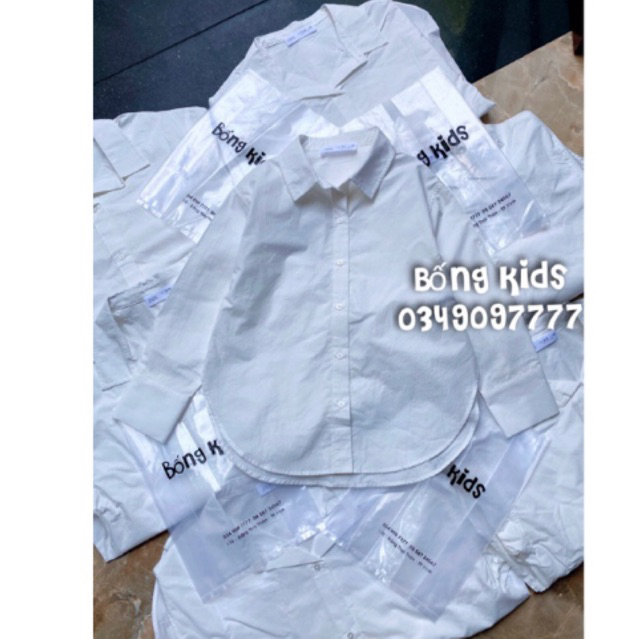 Áo Sơ Mi Bé Gái Basic Trắng ZR