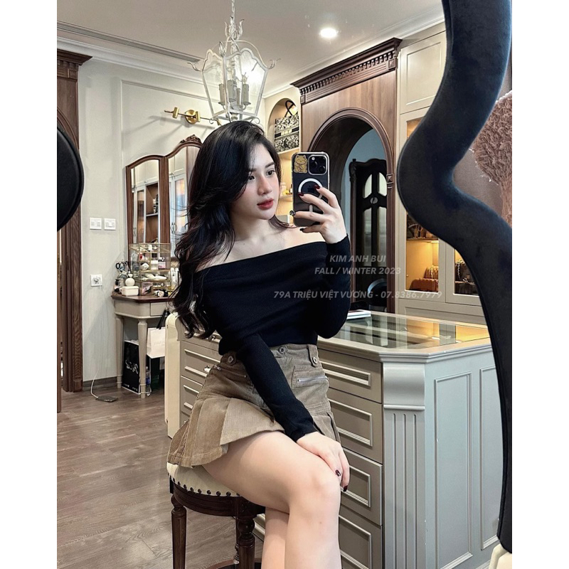 Áo trễ vai len dài tay 🍂