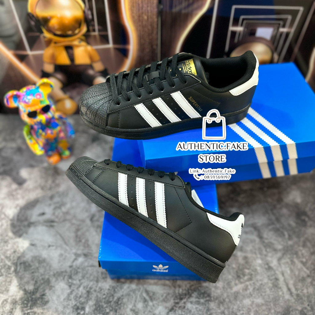 Giày Thể Thao Sò Đen Full Tem Vàng Sọc Trắng, Giày Adidass Superstarr Black And White Gold Standard Retro Hot 2023