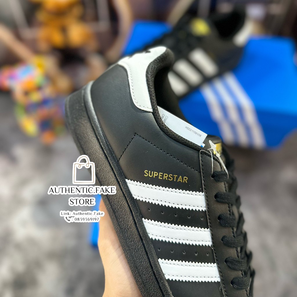 Giày Thể Thao Sò Đen Full Tem Vàng Sọc Trắng, Giày Adidass Superstarr Black And White Gold Standard Retro Hot 2023
