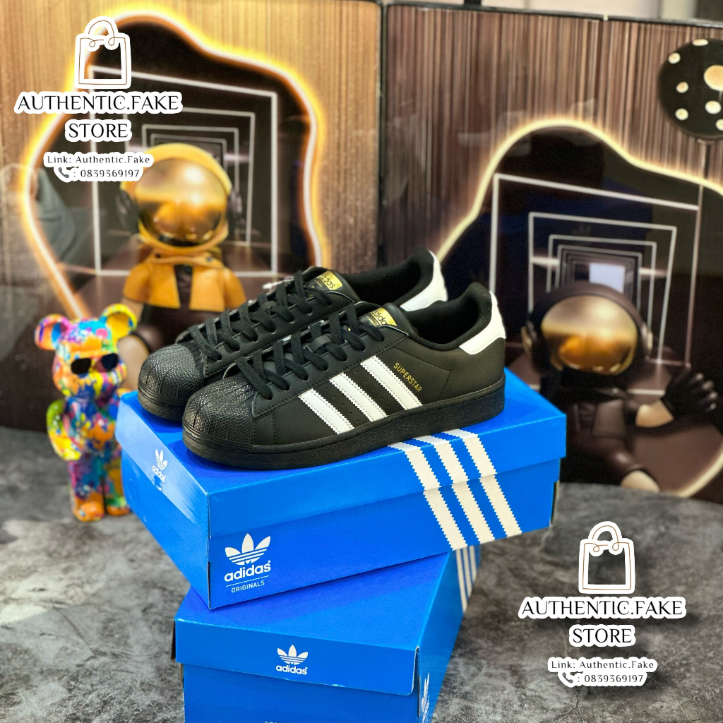 Giày Thể Thao Sò Đen Full Tem Vàng Sọc Trắng, Giày Adidass Superstarr Black And White Gold Standard Retro Hot 2023