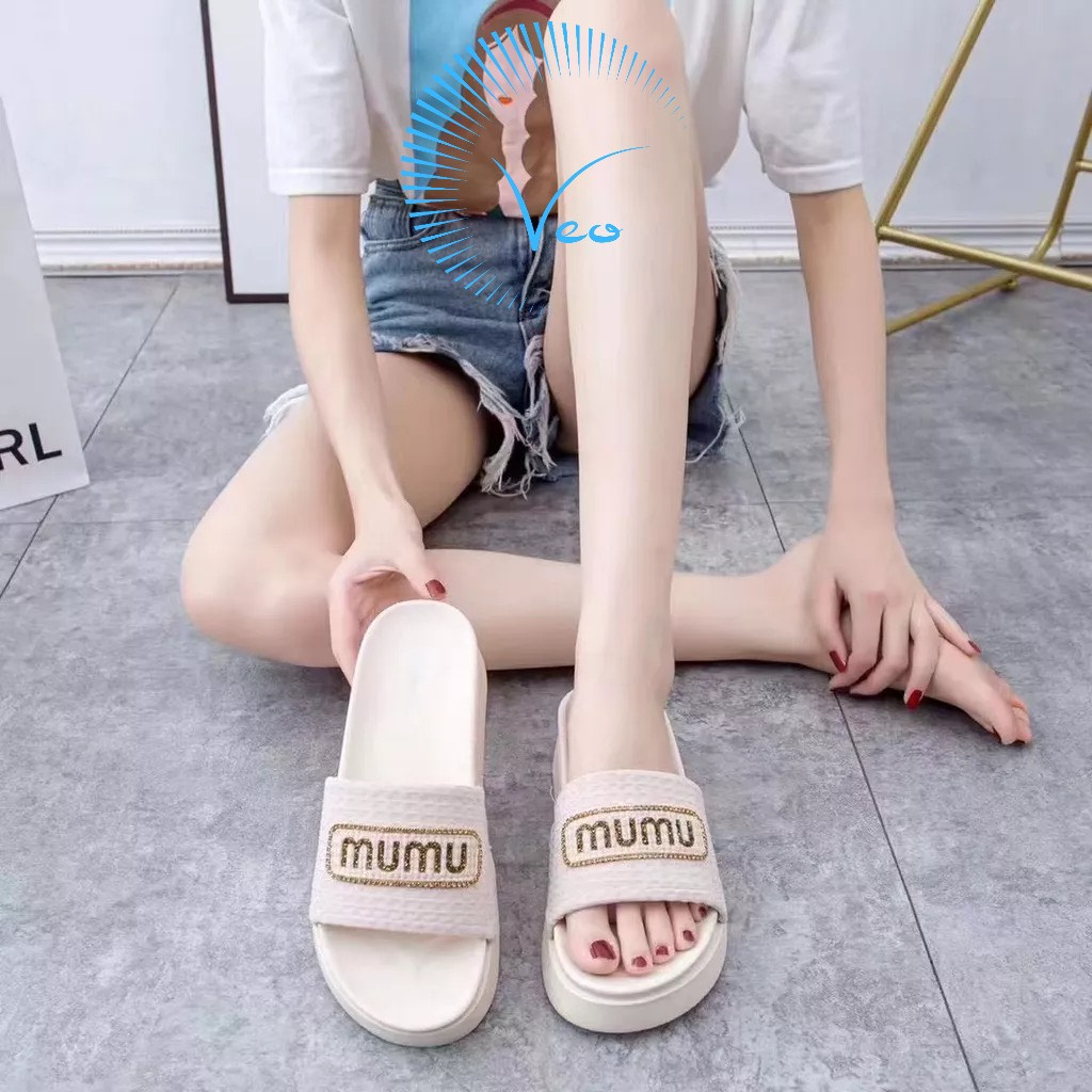 Dép sandal nữ quai ngang họa tiết MUMU thời trang siêu hot