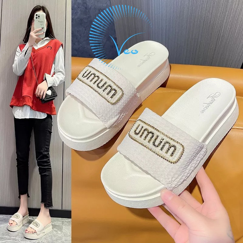 Dép sandal nữ quai ngang họa tiết MUMU thời trang siêu hot