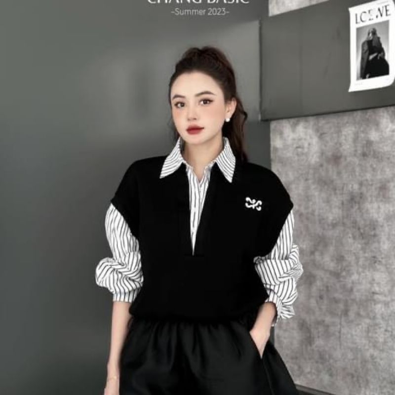 Áo pha sơmi dây rút eo hàng QCL1