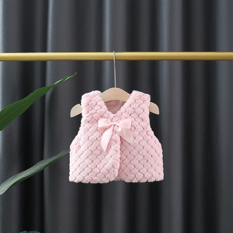 Áo khoác gile lông hàng Quảng Châu CC cho bé gái