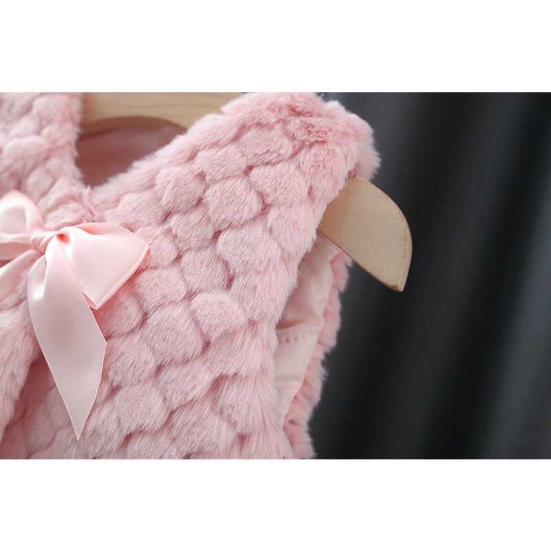 Áo khoác gile lông hàng Quảng Châu CC cho bé gái