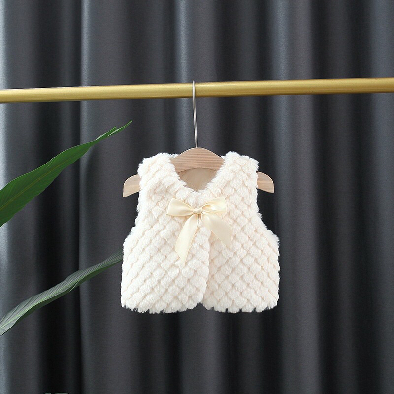 Áo khoác gile lông hàng Quảng Châu CC cho bé gái