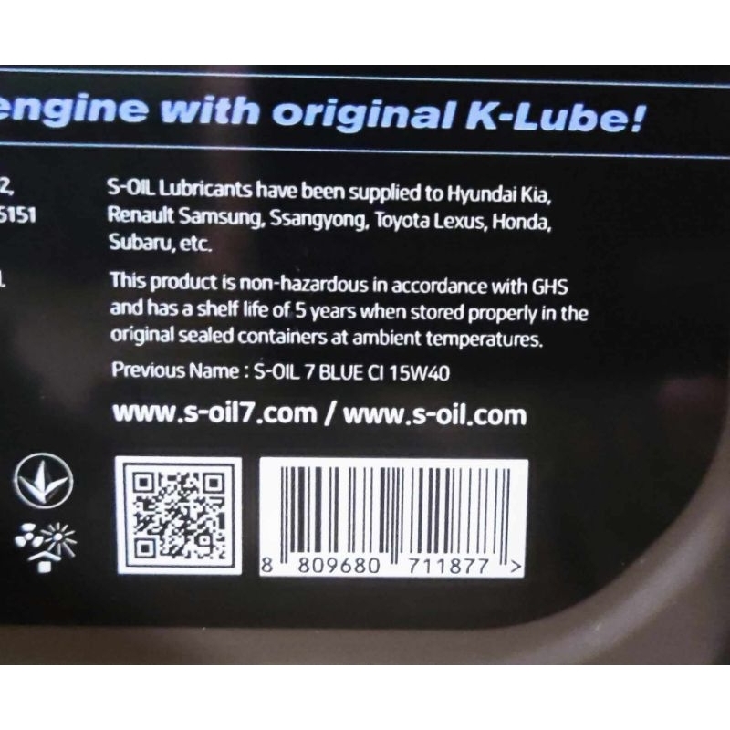 DẦU NHỚT S-OIL BLUE#9 - CI-4 15W40 - 5L