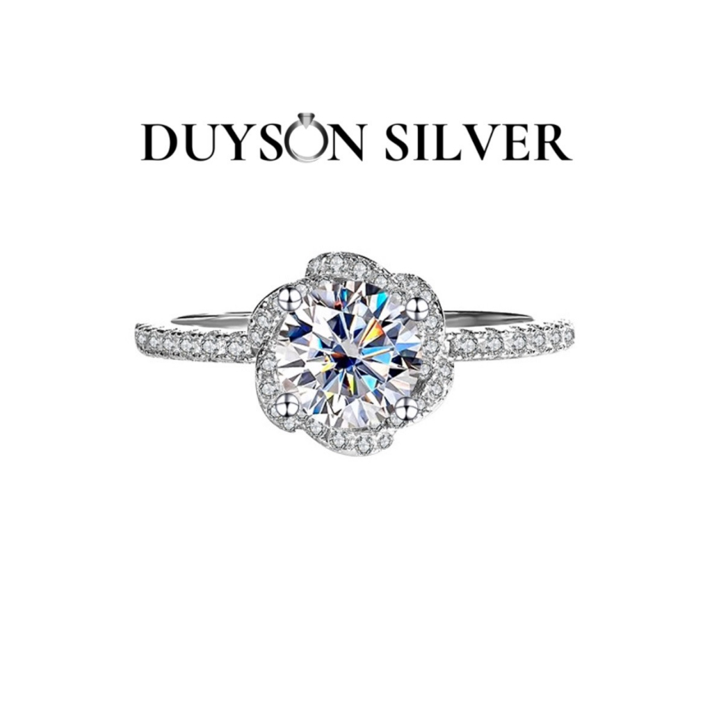Nhẫn bạc Ý 925 mạ vàng trắng nữ đính đá ROSES đính đá CZ 5A cao cấp DUYSON SILVER [NXK55]