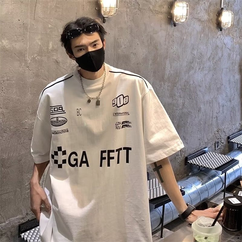 Áo Phông Nam Tay Lỡ Unisex GAFFIT màu ĐEN/TRẮNG 🏁 /Nam nữ unisex/ Áo thun cổ tròn form rộng Brand Jaystoree 🖤