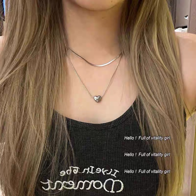 Dây chuyền nam nữ 2 lớp Yams trái tim inox