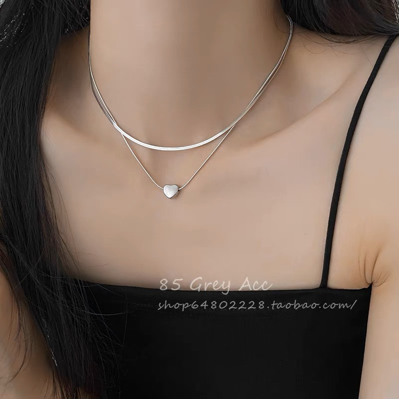 Dây chuyền nam nữ 2 lớp Yams trái tim inox