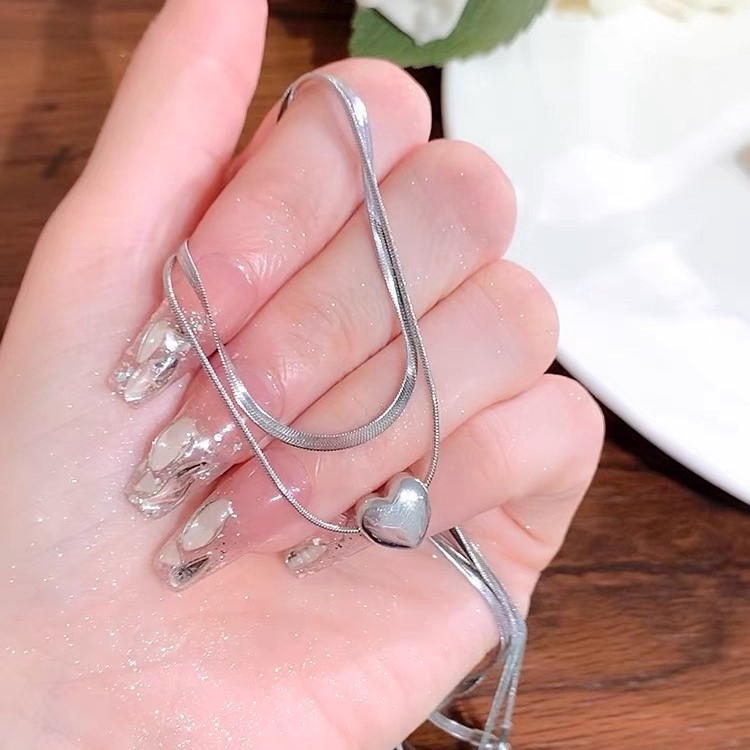 Dây chuyền nam nữ 2 lớp Yams trái tim inox