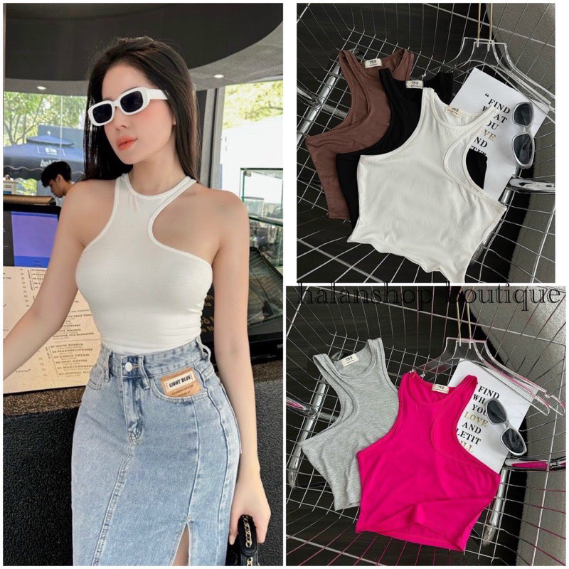 Áo Thun Ba Lỗ Xéo Ngực Croptop thun borip co Giản MaL