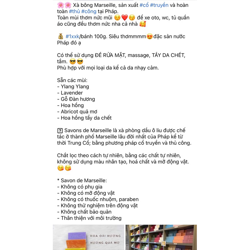 Xà Bông Savon de Marseille Pháp 100g đủ mùi hương