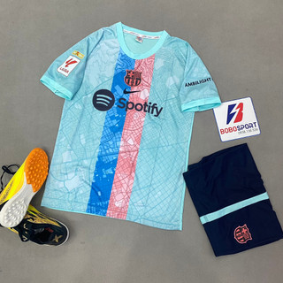 Bộ quần áo bóng đá barca xanh ngọc sân khách 2024 nd- flg laliga vđ
