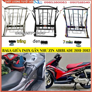 Baga AirBlade 2011-2012, AB Đầu Bò, AB Fi, Baga Inox 10 ly, Inox Sơn Đen, Xi Màu Titan; Ốp Pô Độ Cho AirBlade 2011-2012