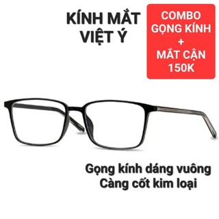 Gọng kính lắp sẵn mắt CẬN từ 1 độ đến 6 độ dáng vuông càng cốt kim loại