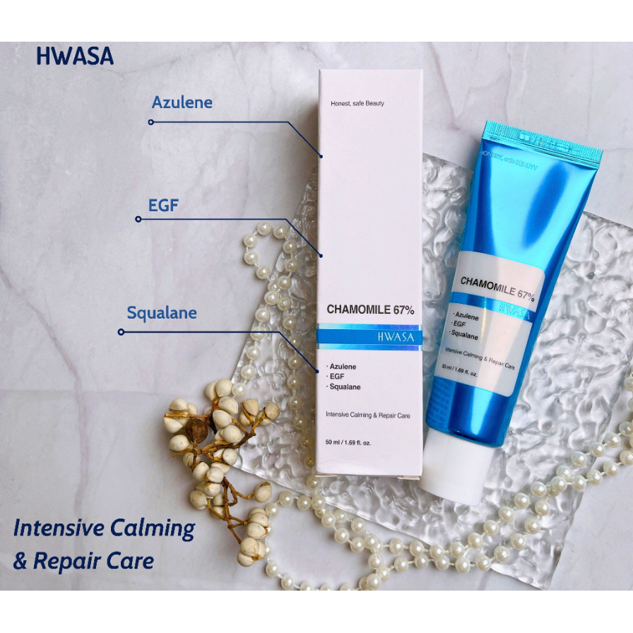 Kem dưỡng phục hồi Hwasa Blue Chamomile 67% Calming Repair Cream azulene 50ml