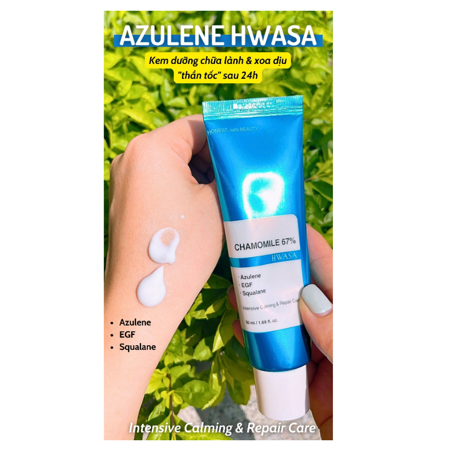 Kem dưỡng phục hồi Hwasa Blue Chamomile 67% Calming Repair Cream azulene 50ml