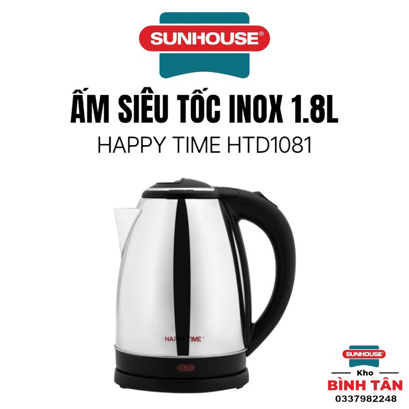 ẤM SIÊU TỐC INOX 1.8L HAPPY TIME HTD1081 - Đun siêu nhanh, tiết kiệm điện